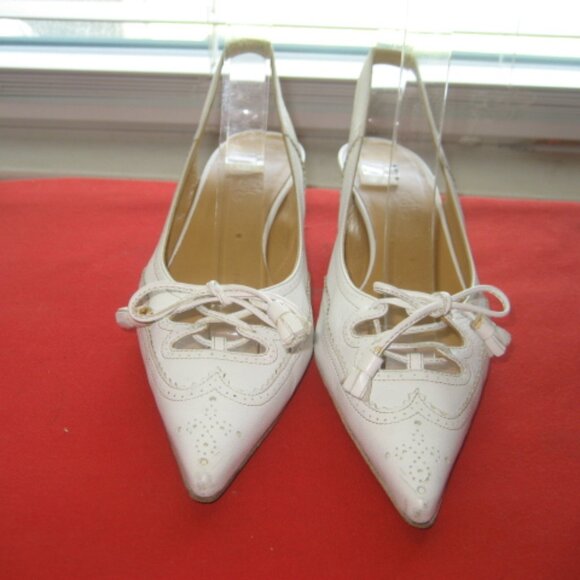 WOMEN'S HERMES LEATHER SLINGBACK KITTEN HEEL PONTY SHOES sz EUR 36 , US 5-5.5